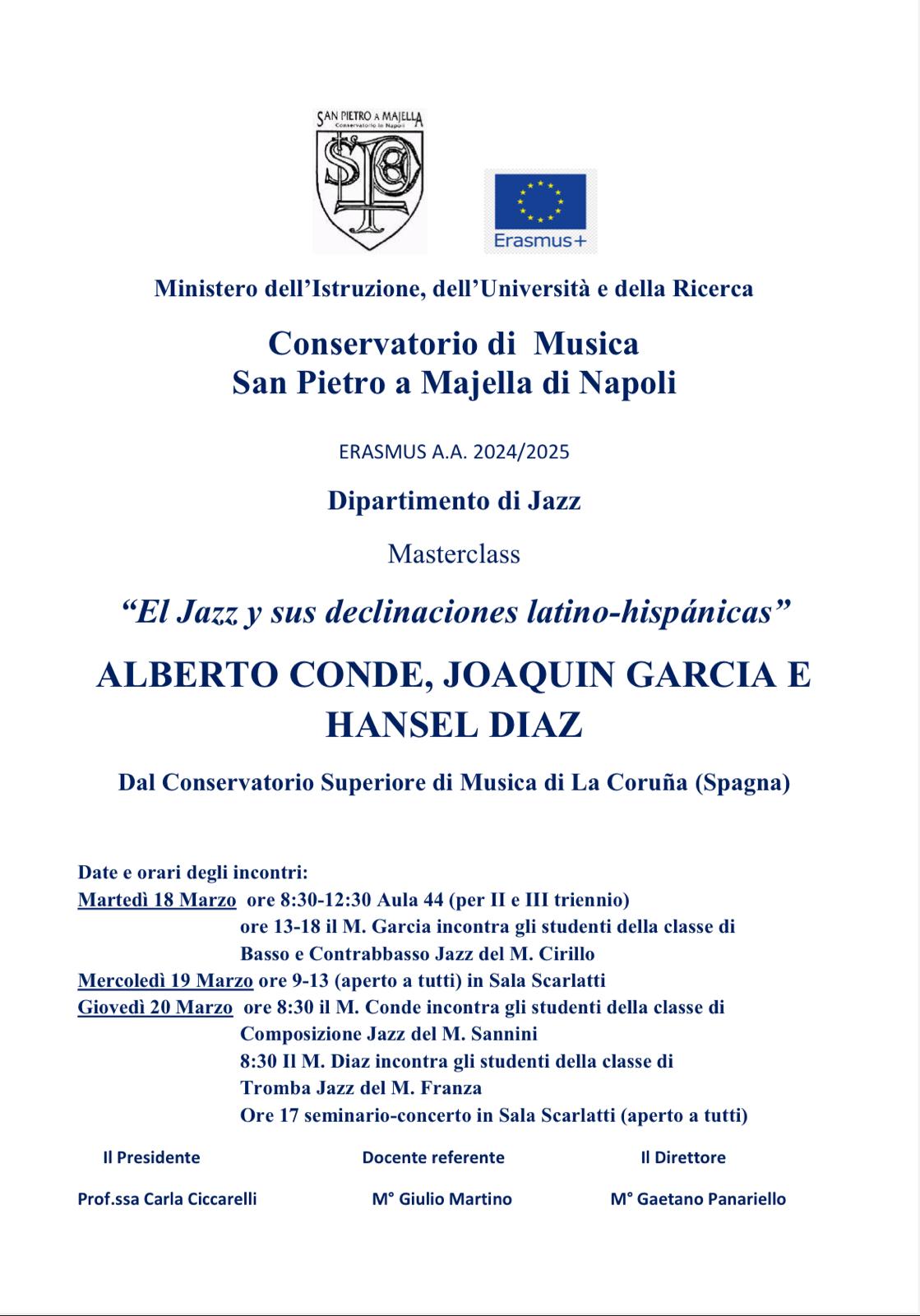 Master Class at Naples Conservatory – San Pietro a Maiella, academic year 2024–25